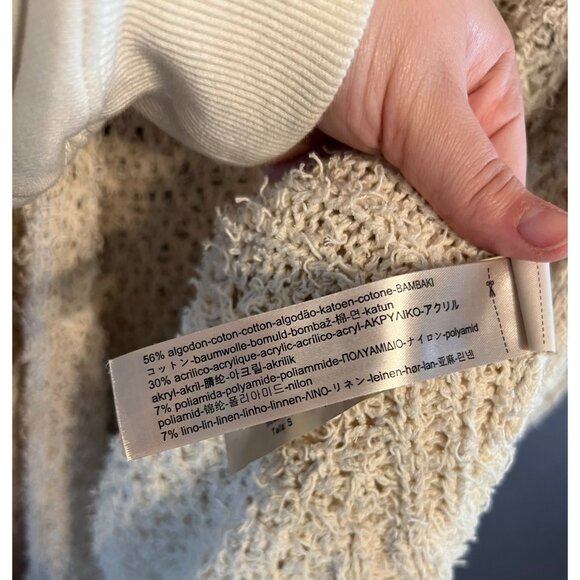 Massimo Dutti Women’s Open Knit Pockets Cream Colored Duster Cardigan SZ S Italy - Picture 8 of 8